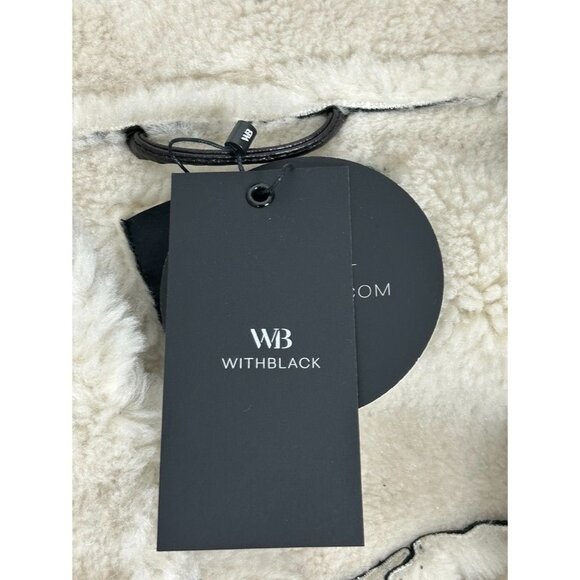 WITHBLACK Women's Faux Leather Shearling Aviator Jacket in Black - Sz M - NWT - Picture 9 of 11